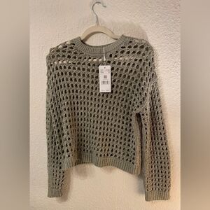 Women's Open-Knit Sweater - Olive